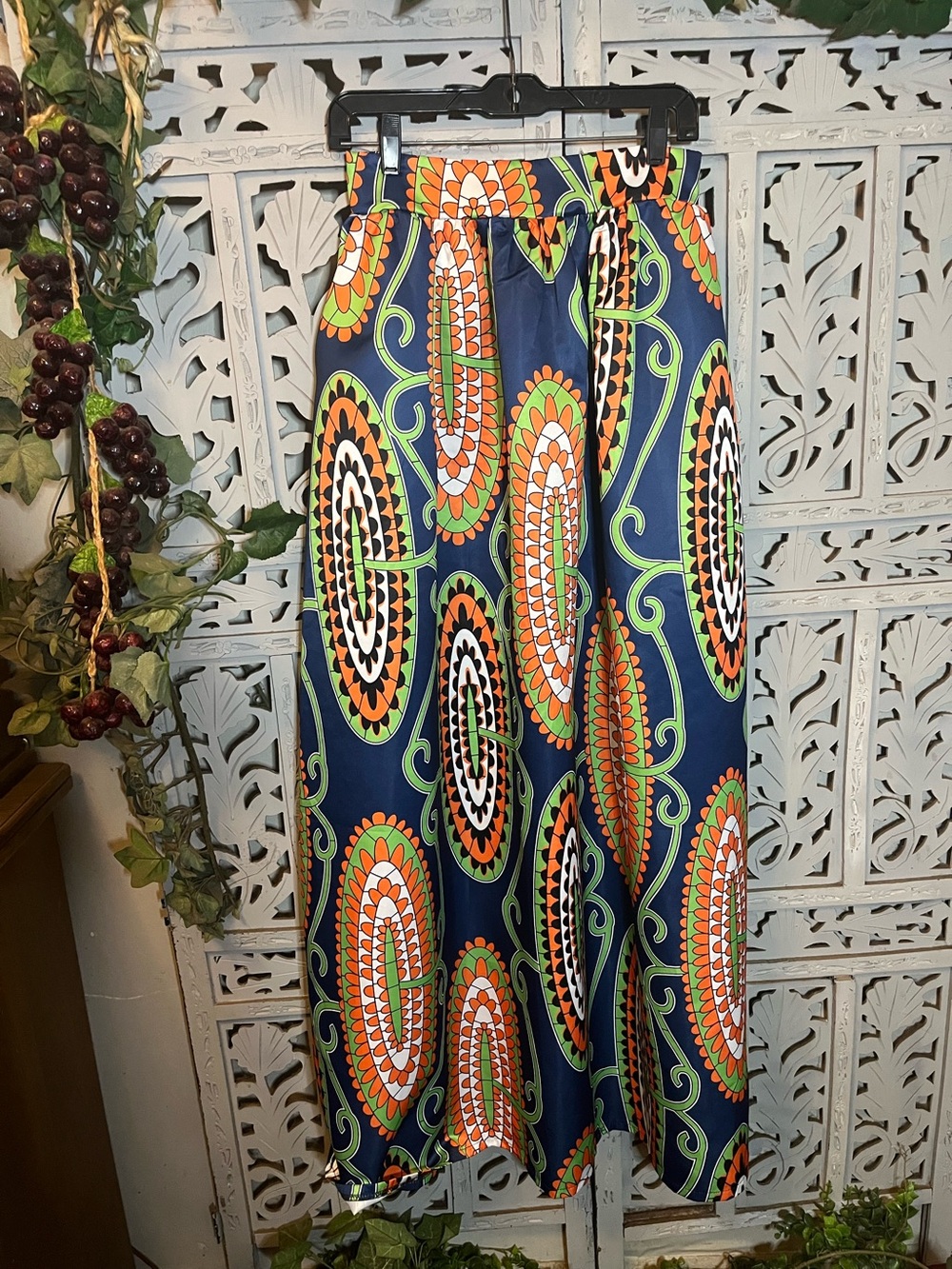 AMAZING BLUE & MULTICOLOR AFRICAN ANKARA PRINT MAXI SKIRT